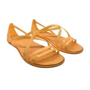 Crocs Isabella Orange Strappy Sandals Women Size 10 Lightweight Iconic